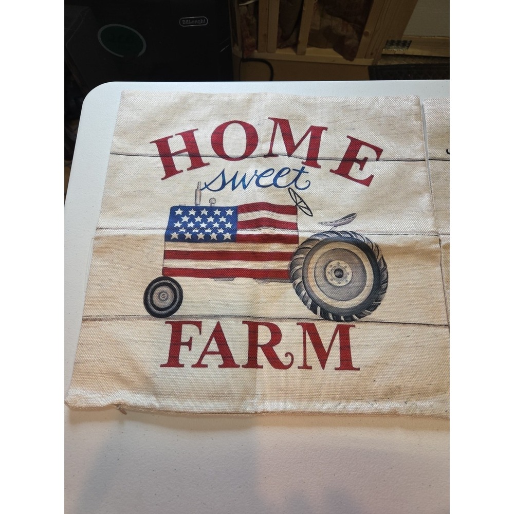 "Set of‎ 2 Patriotic Farmhouse Pillow Covers 17x17 Burlap  Rustic Country